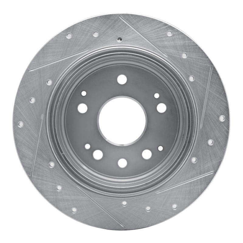 Acura CL Brake Rotor (1) - Rear Left - R1 Concepts - Drilled & Slotted - Silver - `01-`03